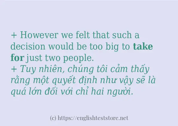 take for sử dụng như thế nào và câu ví dụ