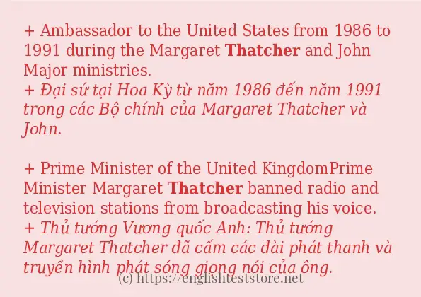 thatcher cách dùng trong câu và ví dụ