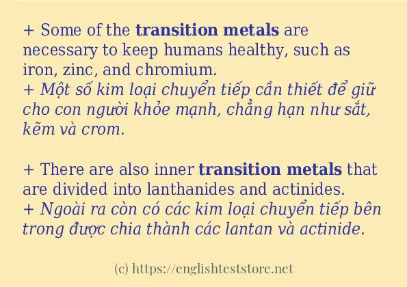 transition metals cách dùng trong câu và ví dụ