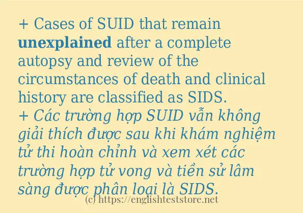 unexplained áp dụng trong câu và ví dụ