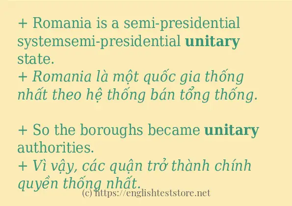 unitary các ví dụ và câu điển hình