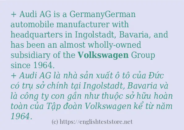 volkswagen cách sử dụng trong câu và ví dụ